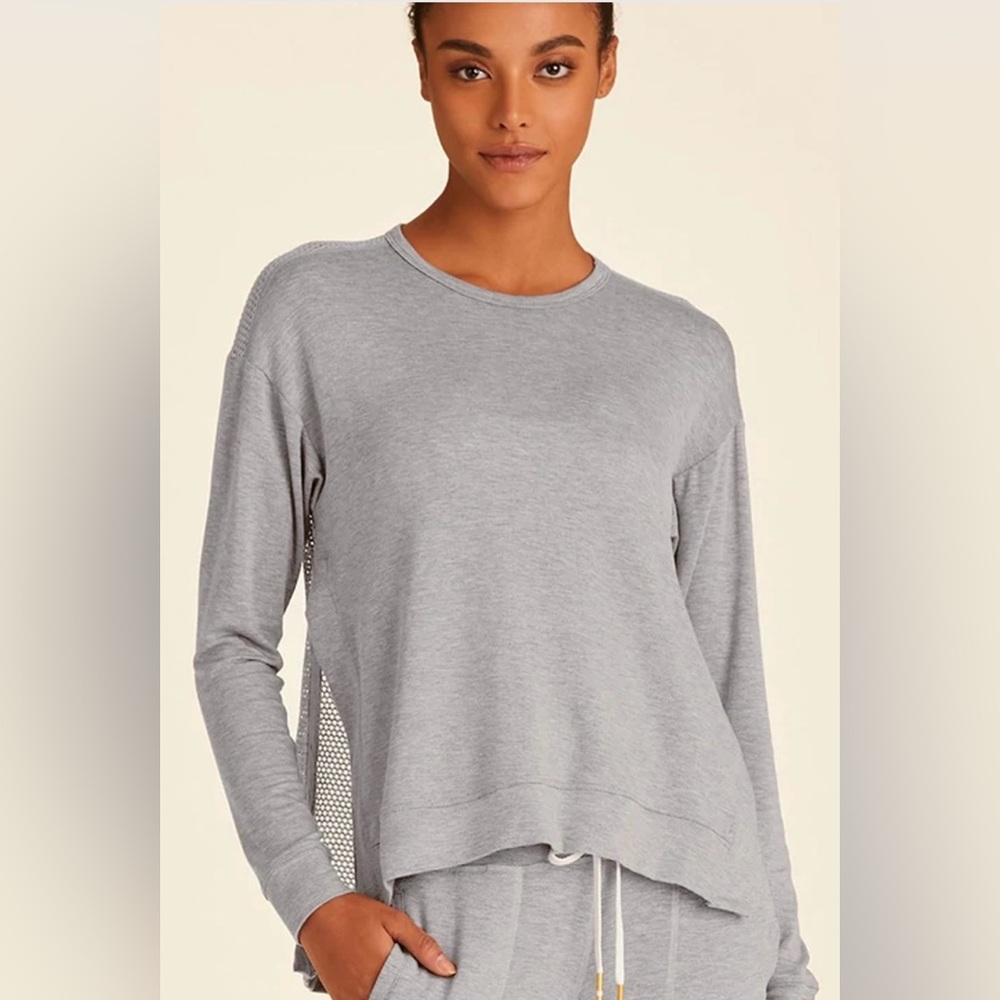 🆕 🩶 NWOT ALALA HERON Heather Gray Mesh Back Sweatshirt | Women’s XS
